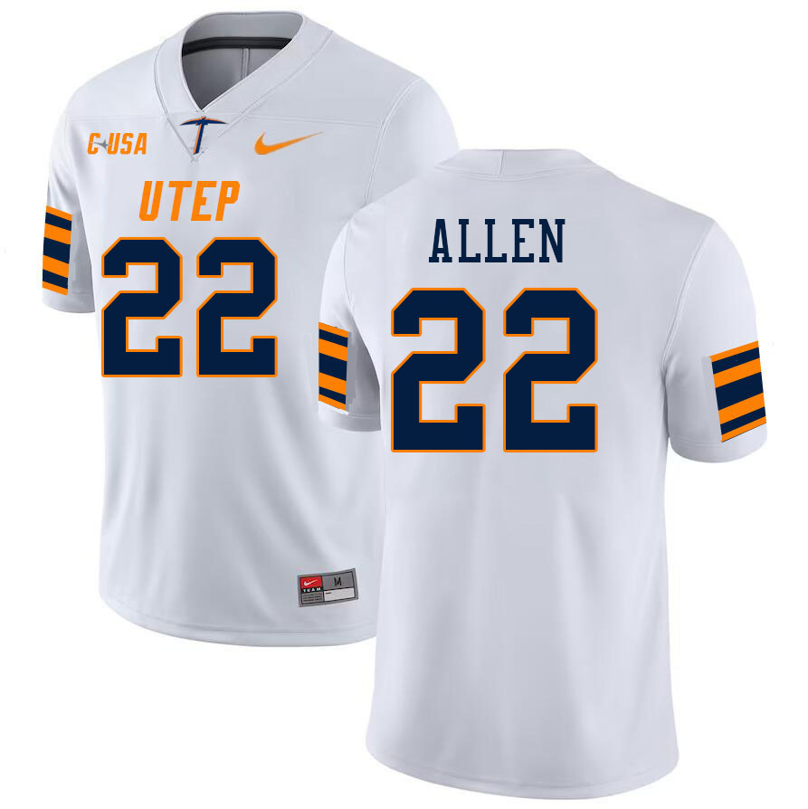 Men-Youth #22 Josiah Allen UTEP Miners 2023 College Football Jerseys Stitched-White